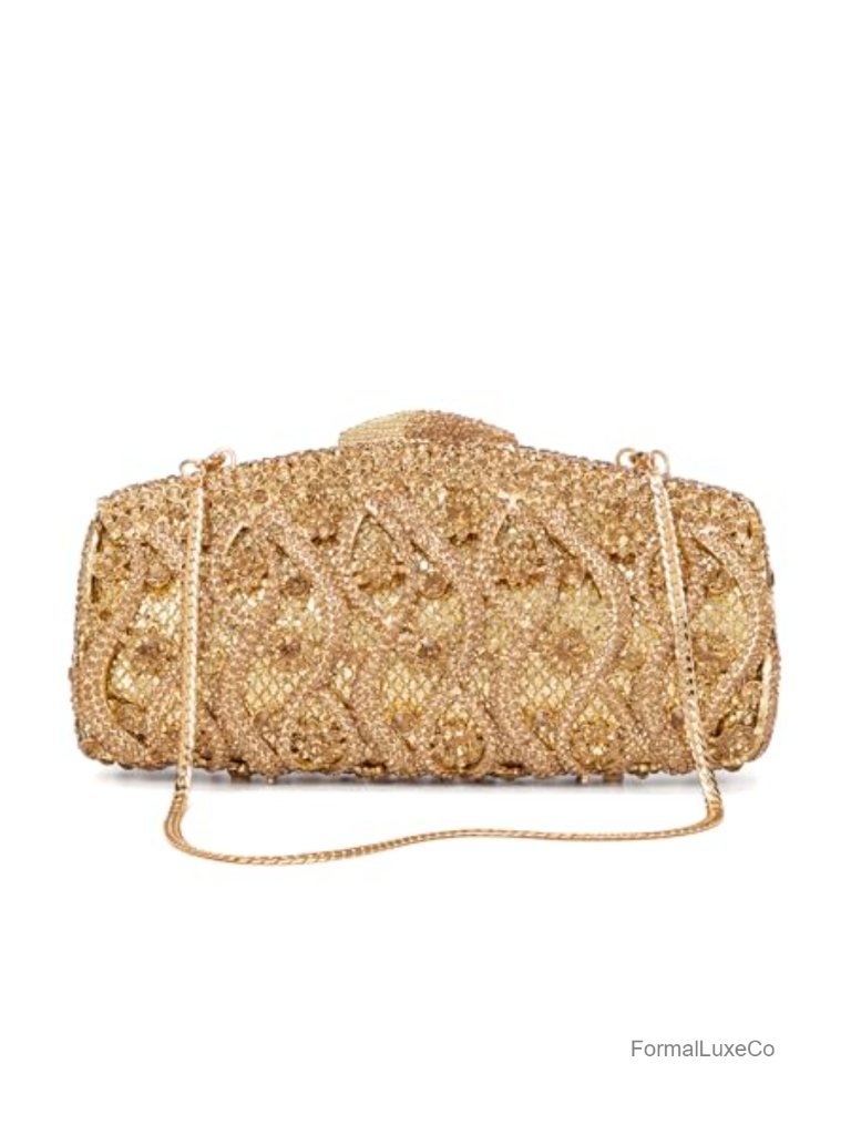 Hollow-Out Crystal Minaudiere Clutch Fits Iphone 14 Gala Wedding